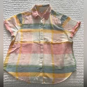 Lucky Brand Pastel Plaid Women’s Button Down Shirt